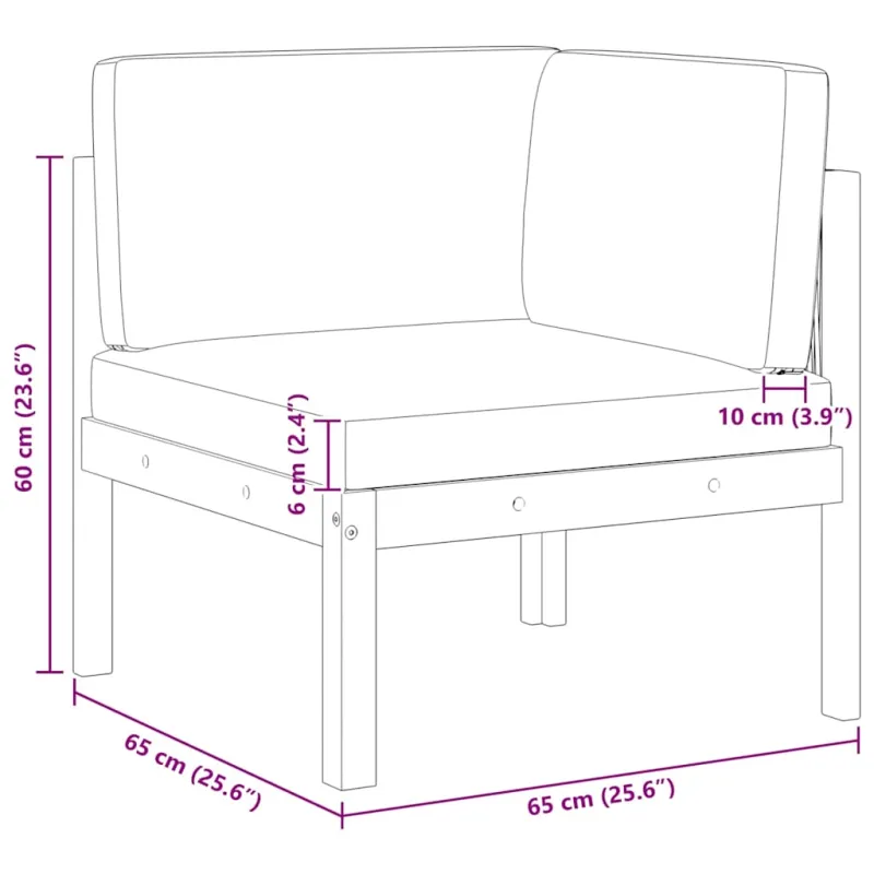 Kampinė sodo sofa su pagalvėlėmis, akacijos mediena ir virvė