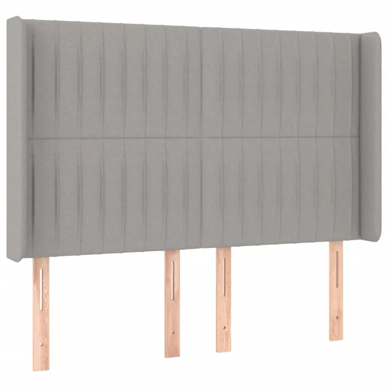 Galvūgalis su LED, šviesiai pilkas, 147x16x118/128cm, audinys