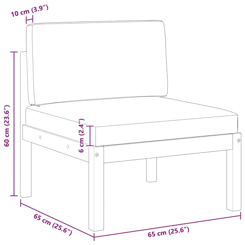 Sodo vidurinė sofa su pagalvėlėmis, akacijos mediena ir virvė