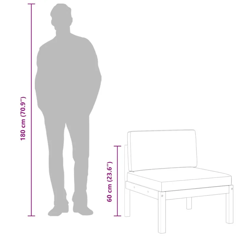 Sodo vidurinė sofa su pagalvėlėmis, akacijos mediena ir virvė