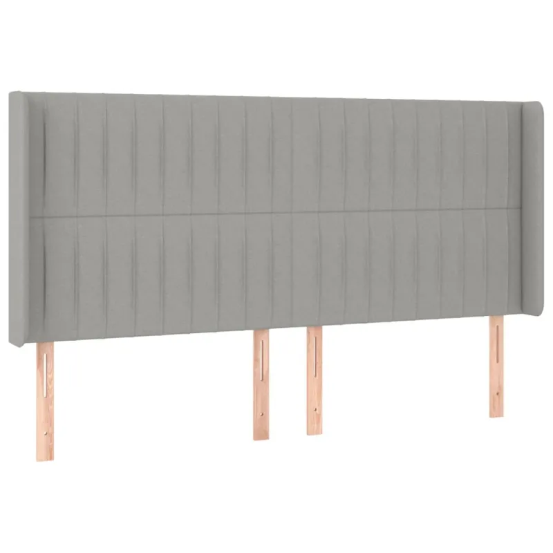 Galvūgalis su LED, šviesiai pilkas, 203x16x118/128cm, audinys