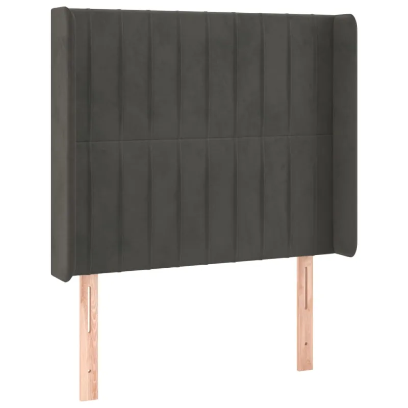 Galvūgalis su LED, tamsiai pilkas, 93x16x118/128cm, aksomas