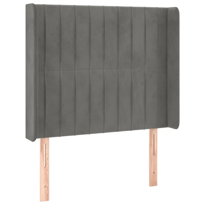 Galvūgalis su LED, šviesiai pilkas, 103x16x118/128cm, aksomas