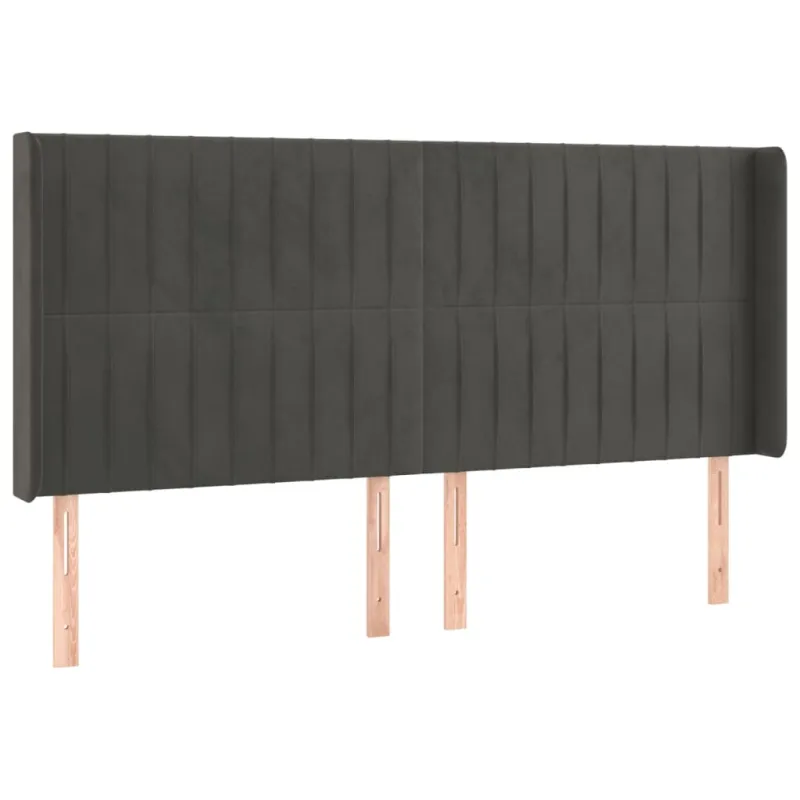 Galvūgalis su LED, tamsiai pilkas, 163x16x118/128cm, aksomas