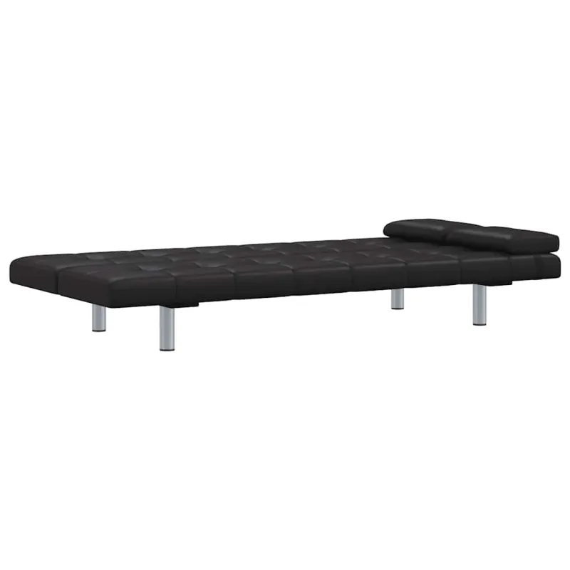 Sofa lova su dviem pagalv., dirbtinė oda, reguliuoj., juoda