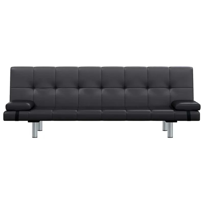 Sofa lova su dviem pagalv., dirbtinė oda, reguliuoj., juoda