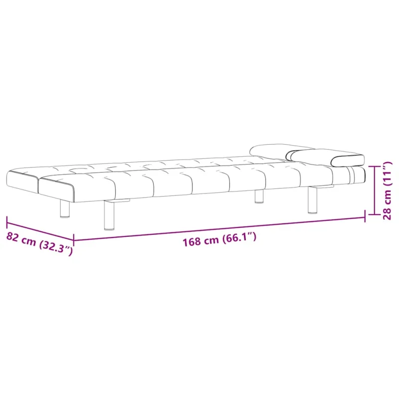 Sofa lova su dviem pagalv., dirbtinė oda, reguliuoj., juoda