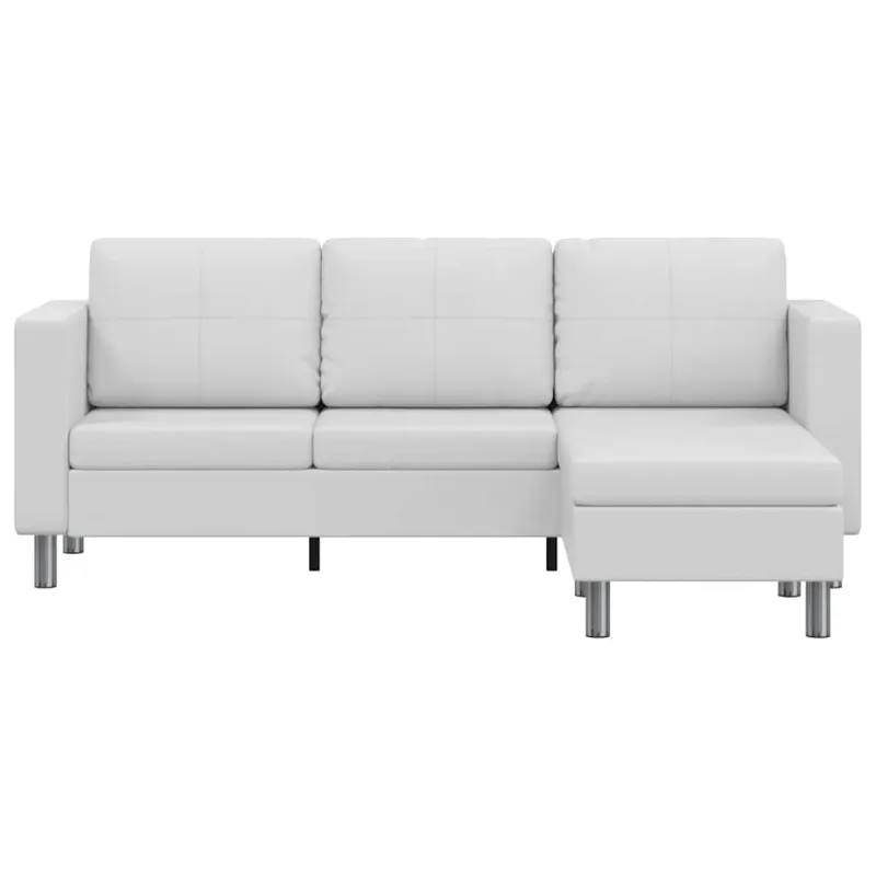 Sofa, trivietė, dirbtinė oda, balta