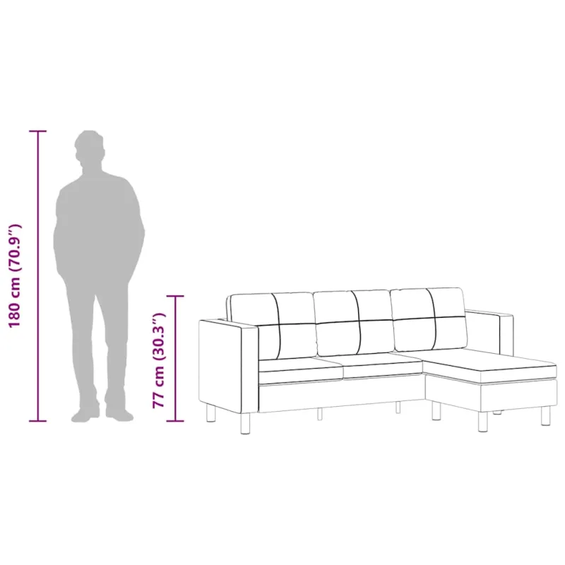 Sofa, trivietė, dirbtinė oda, balta