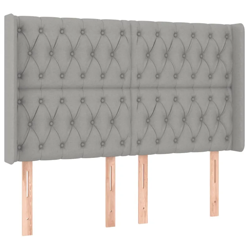 Galvūgalis su LED, šviesiai pilkas, 147x16x118/128cm, audinys