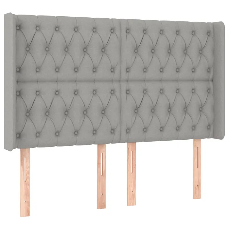 Galvūgalis su LED, šviesiai pilkas, 163x16x118/128cm, audinys