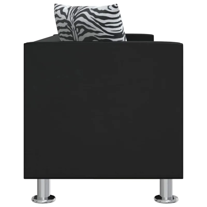 Sofa, trivietė, dirbtinė oda, juoda