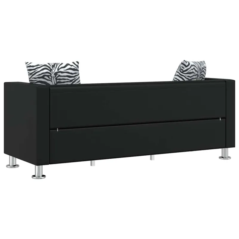 Sofa, trivietė, dirbtinė oda, juoda