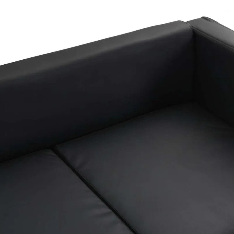 Sofa, trivietė, dirbtinė oda, juoda