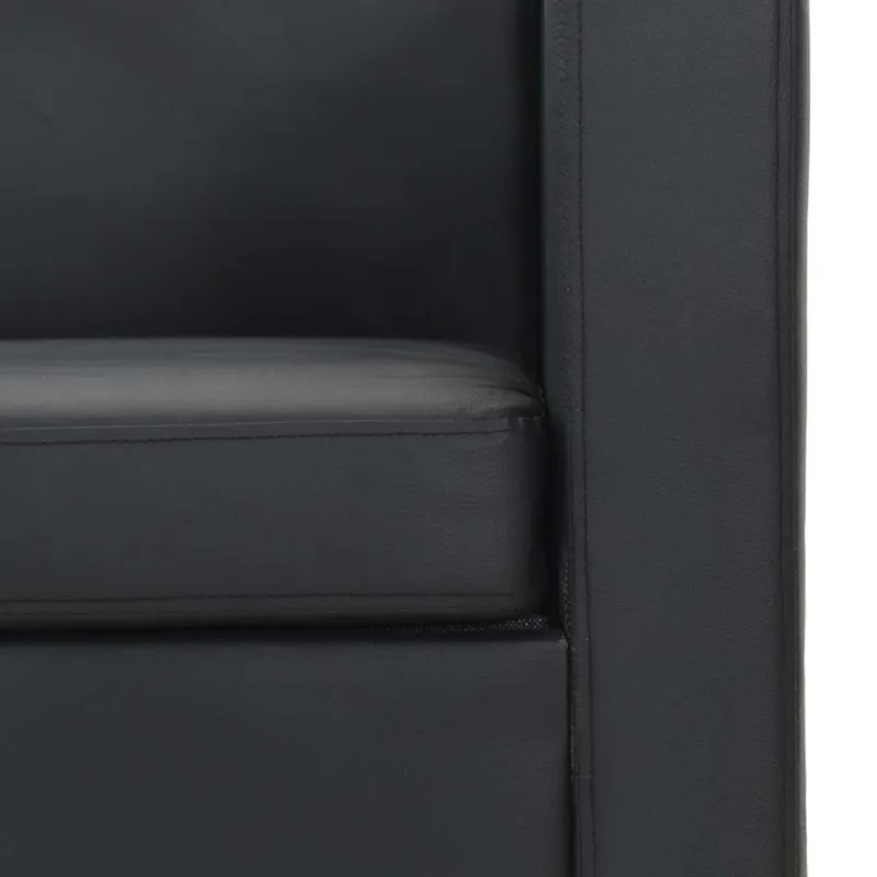 Sofa, trivietė, dirbtinė oda, juoda