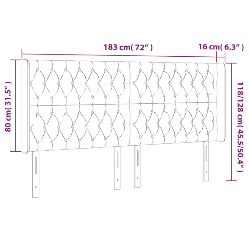 Galvūgalis su LED, taupe spalvos, 183x16x118/128cm, audinys