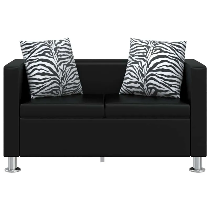 Sofa, dvivietė, dirbtinė oda, juoda