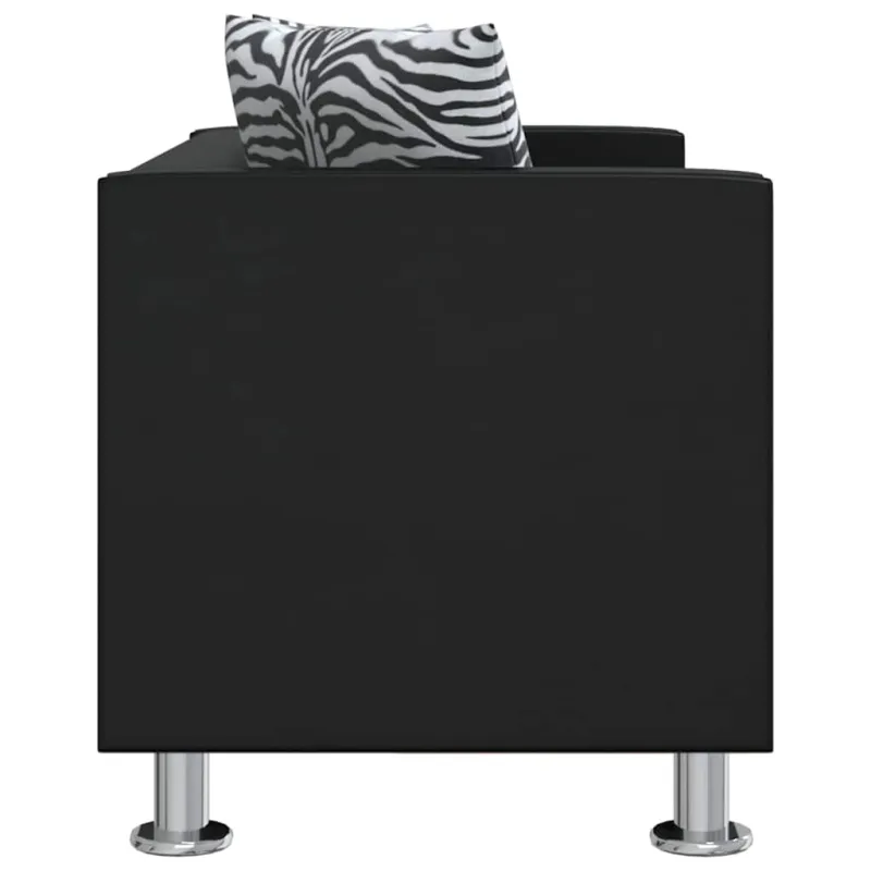 Sofa, dvivietė, dirbtinė oda, juoda