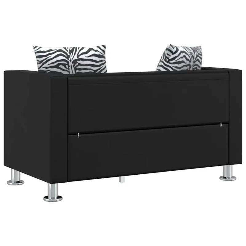 Sofa, dvivietė, dirbtinė oda, juoda
