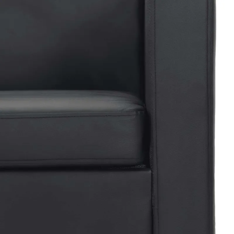 Sofa, dvivietė, dirbtinė oda, juoda