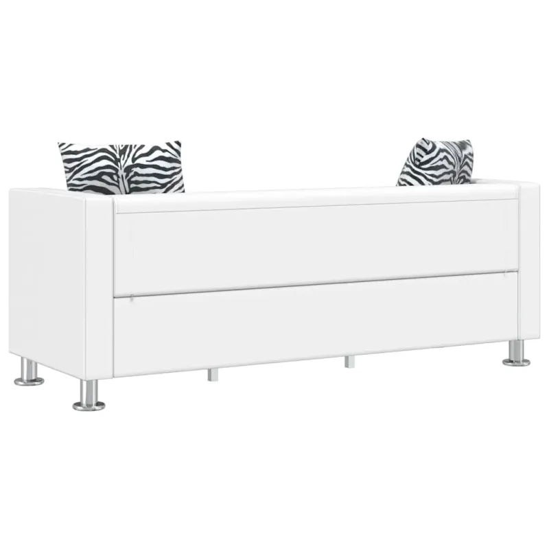 Sofa, balta, trivietė, dirbtinė oda