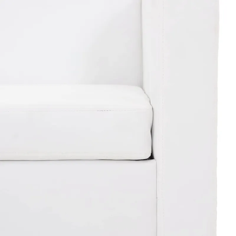 Sofa, balta, trivietė, dirbtinė oda