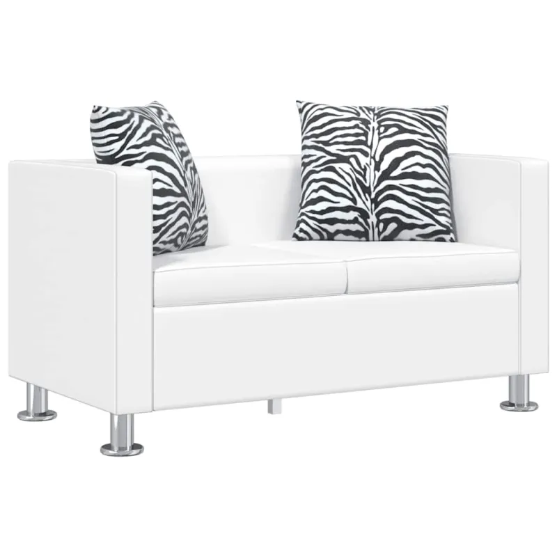 Sofa, dvivietė, dirbtinė oda, balta