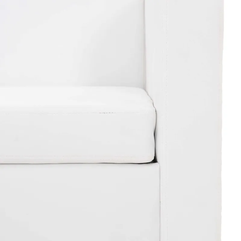 Sofa, dvivietė, dirbtinė oda, balta