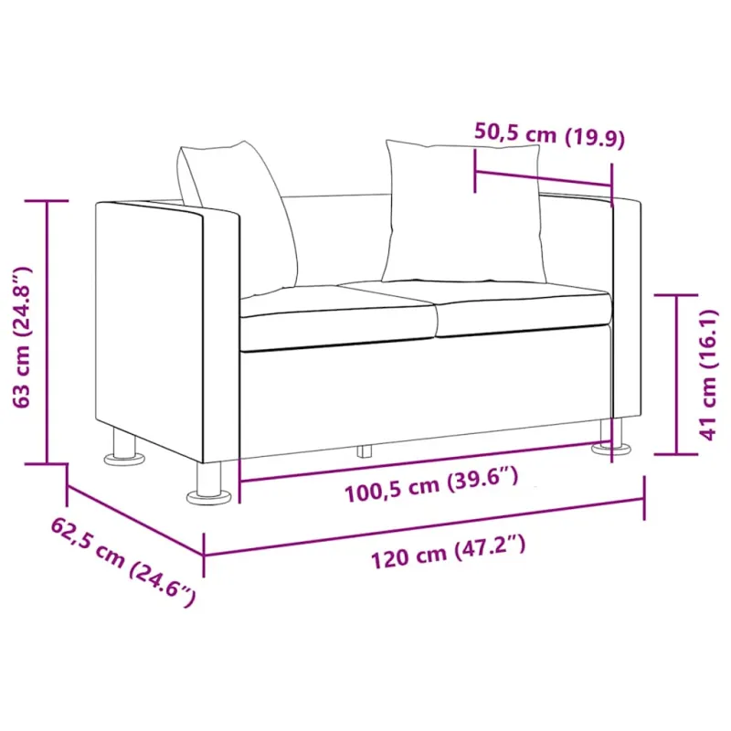 Sofa, dvivietė, dirbtinė oda, balta