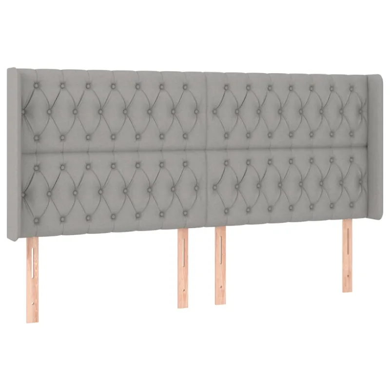 Galvūgalis su LED, šviesiai pilkas, 203x16x118/128cm, audinys