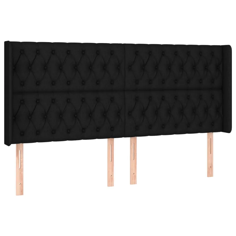 Galvūgalis su LED, juodos spalvos, 203x16x118/128cm, audinys