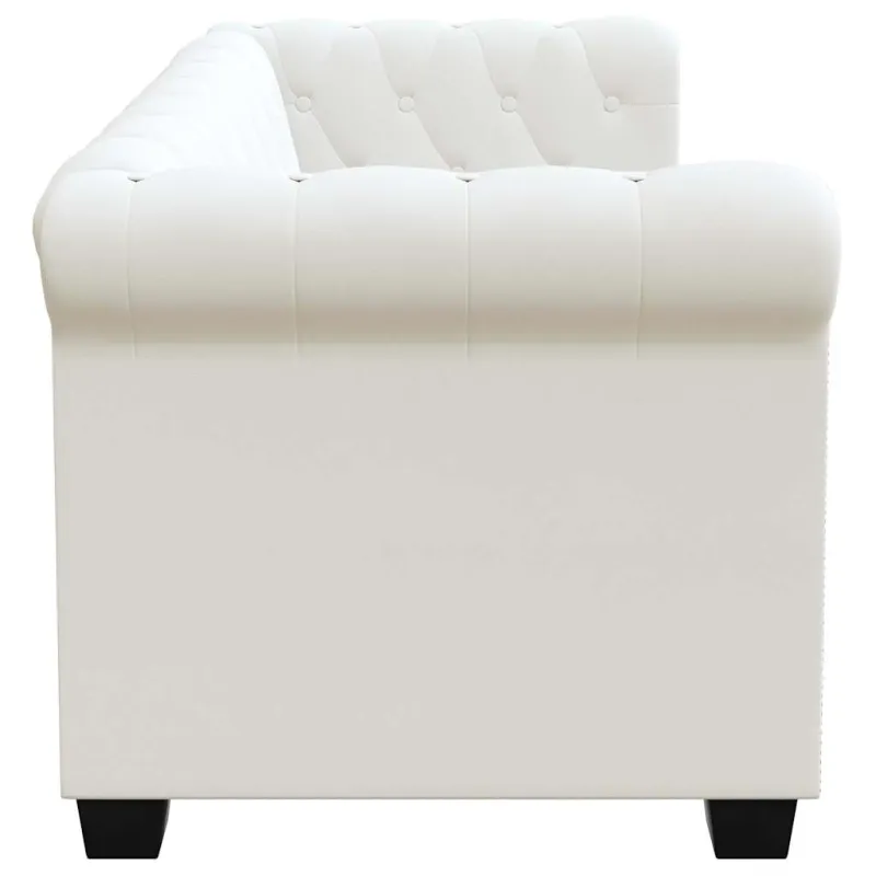 Chesterfield dvivietė sofa, dirbtinė oda, balta