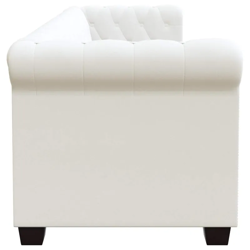 Chesterfield trivietė sofa, dirbtinė oda, balta