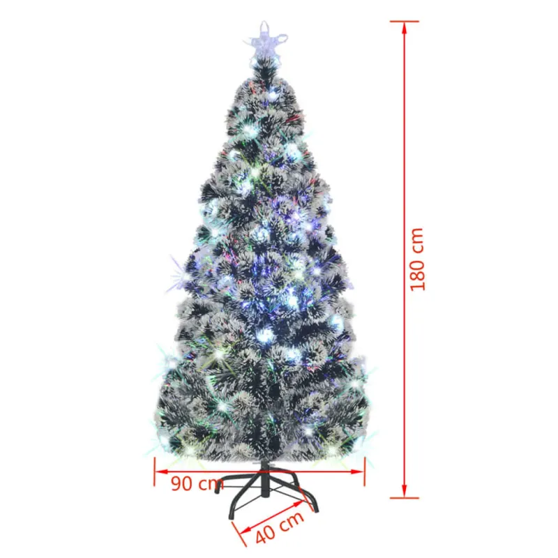 Apšviesta Kalėdų eglutė su stovu ir LED, 180cm, optinis pluoštas