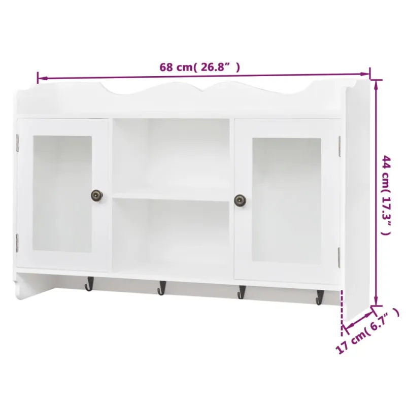 Sieninė spintelė-eksponavimo lentyna, baltos spalvos, MDF