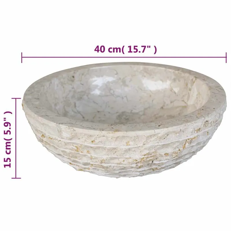 Kriauklė, kreminė, 40 cm, marmuras