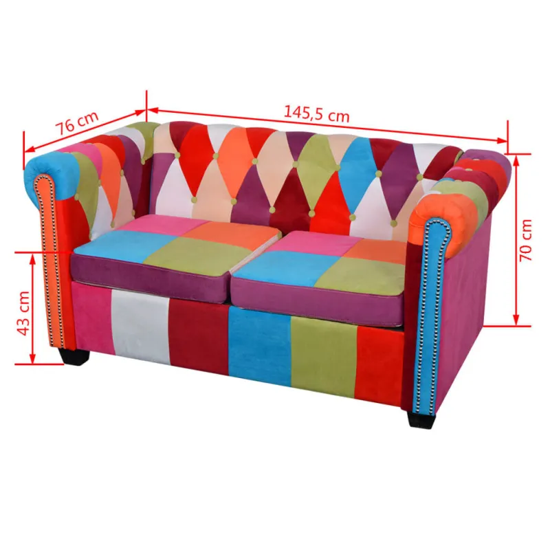 Chesterfield dvivietė sofa, audinys