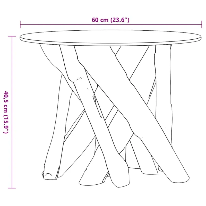 Kavos staliukas, masyvi tikmedžio mediena, 60 cm