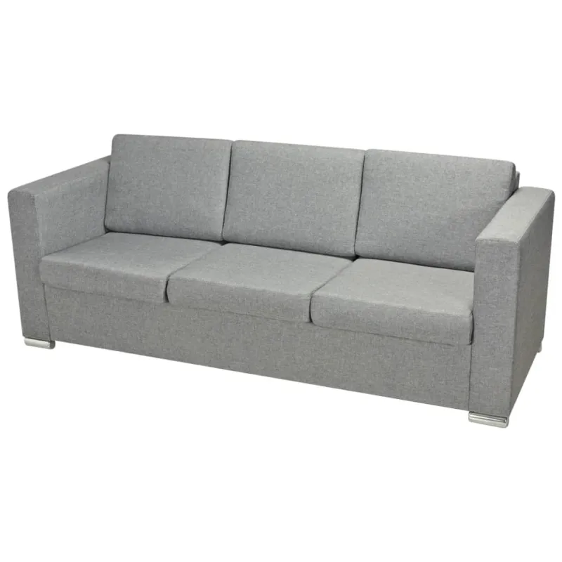 Trivietė sofa, šviesiai pilkos spalvos, audinys