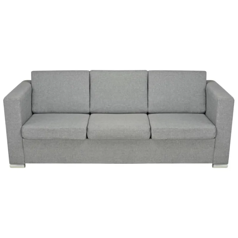 Trivietė sofa, šviesiai pilkos spalvos, audinys
