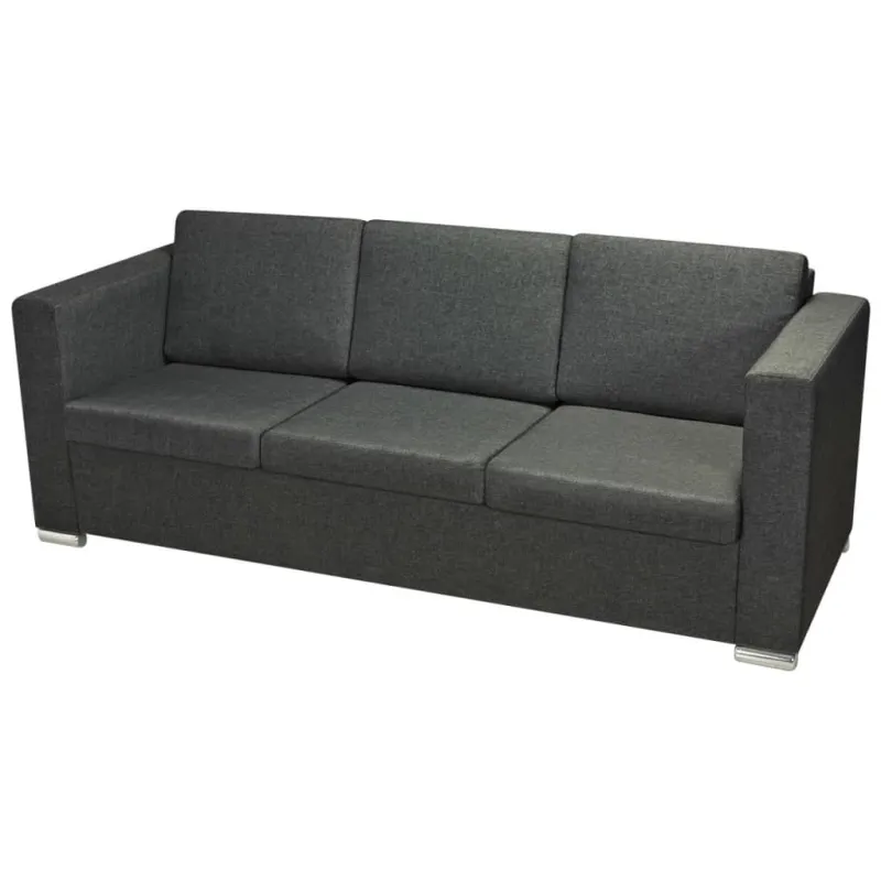 Trivietė sofa, tamsiai pilkos spalvos, audinys