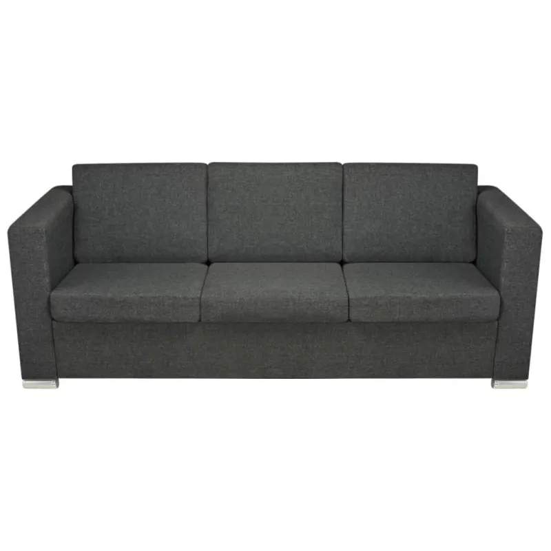 Trivietė sofa, tamsiai pilkos spalvos, audinys