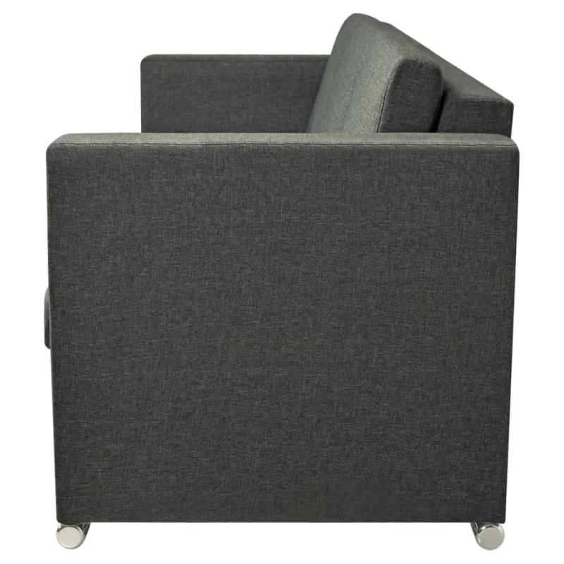 Trivietė sofa, tamsiai pilkos spalvos, audinys