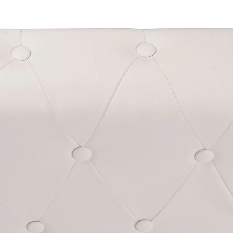 Chesterfield kampinė šešiavietė sofa, dirbtinė oda, balta