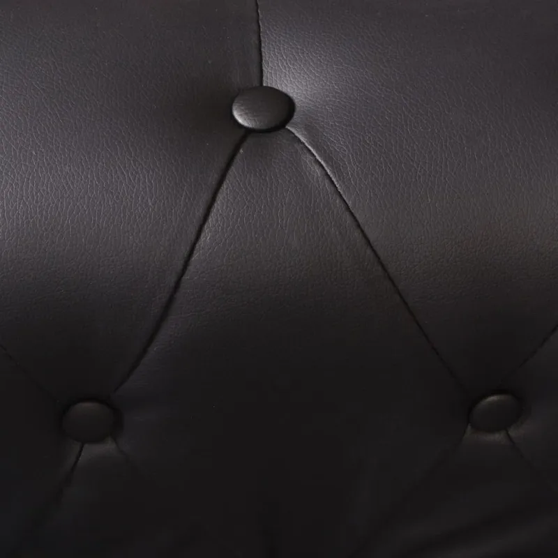 Chesterfield kampinė šešiavietė sofa, dirbtinė oda, juoda