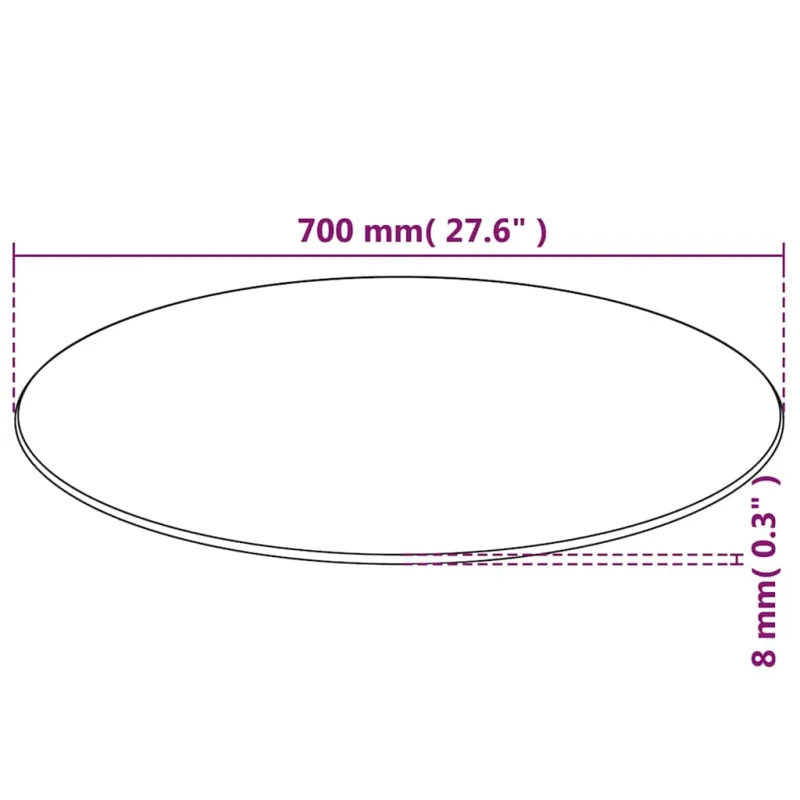 Stalviršis, grūdintas stiklas, apvalus, 700 mm