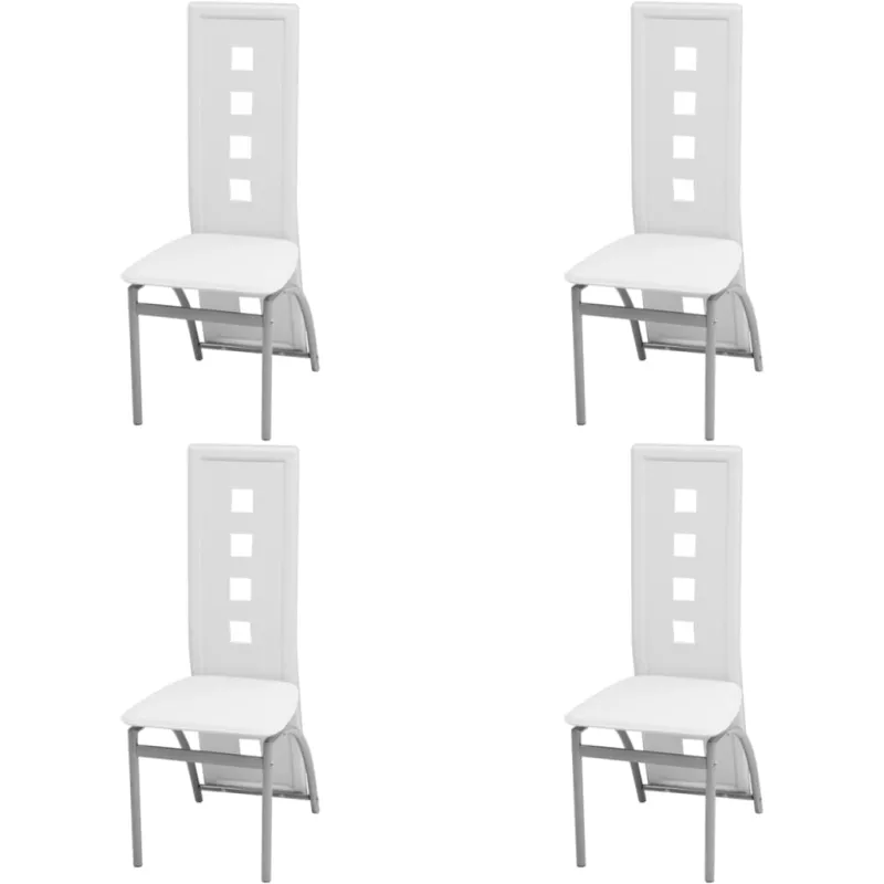 Valgomojo kėdės, 4vnt., baltos spalvos, dirbtinė oda