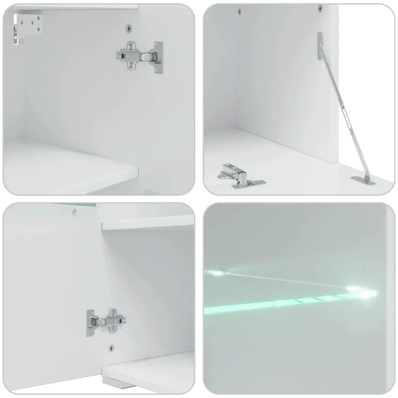 Sieninė televizoriaus spintelė su LED apšvietimu, 5d., juoda
