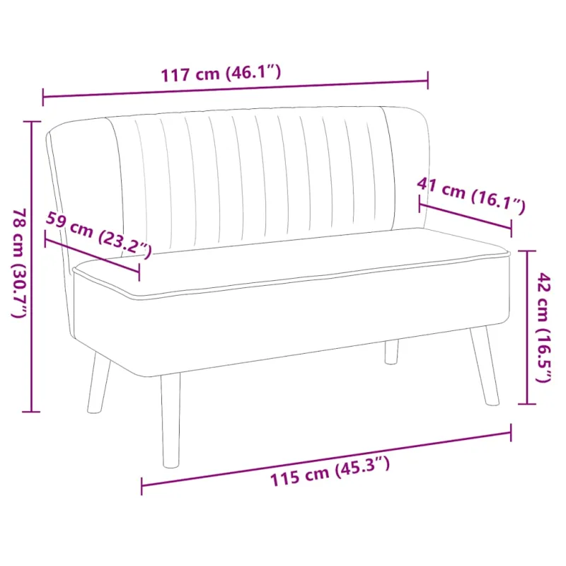 Sofa, audinys, 117x55,5x77cm, šviesiai pilka