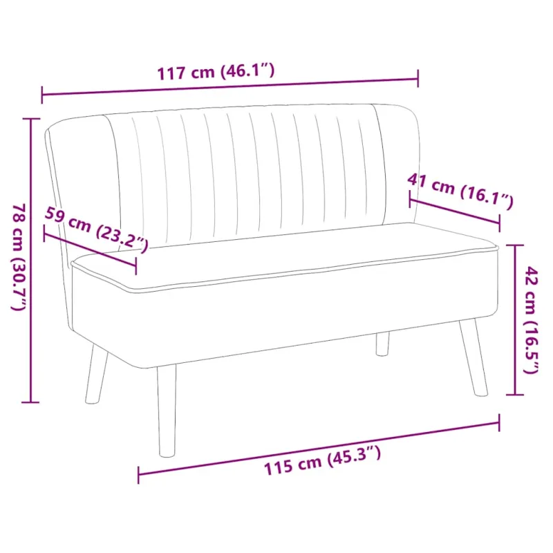 Sofa, audinys, 117 x 55,5 x 77 cm, mėlyna